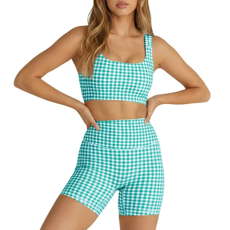 Women's Plaid Two-Piece Athleisure Set