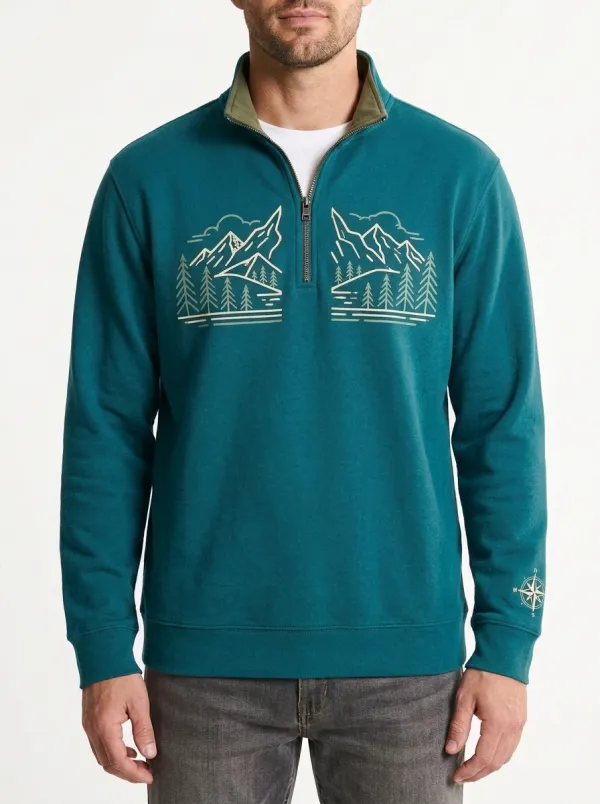 Men's Mountain Pine Forest Quarter Zip Sweatshirt