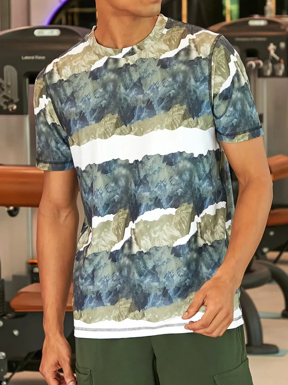 Camouflage Striped Athletic T-Shirt