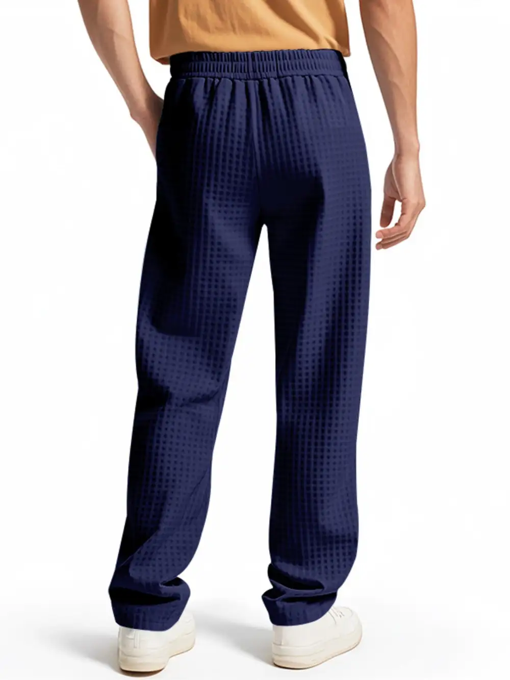 Men's Full Size Textured Drawstring Casual Pants Plus
