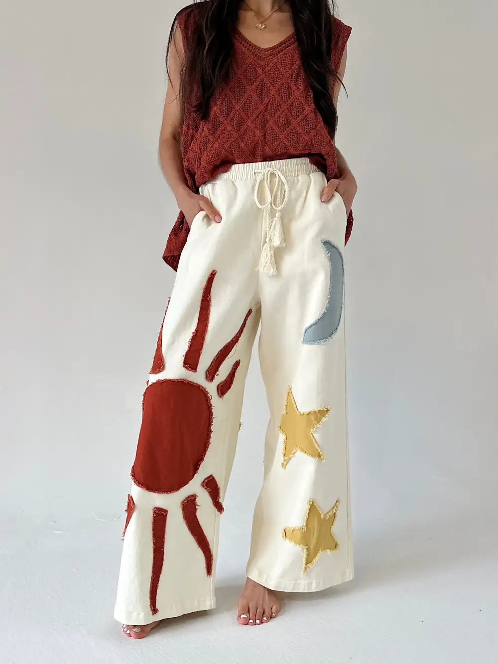 Celestial Patch Wide Leg Pants