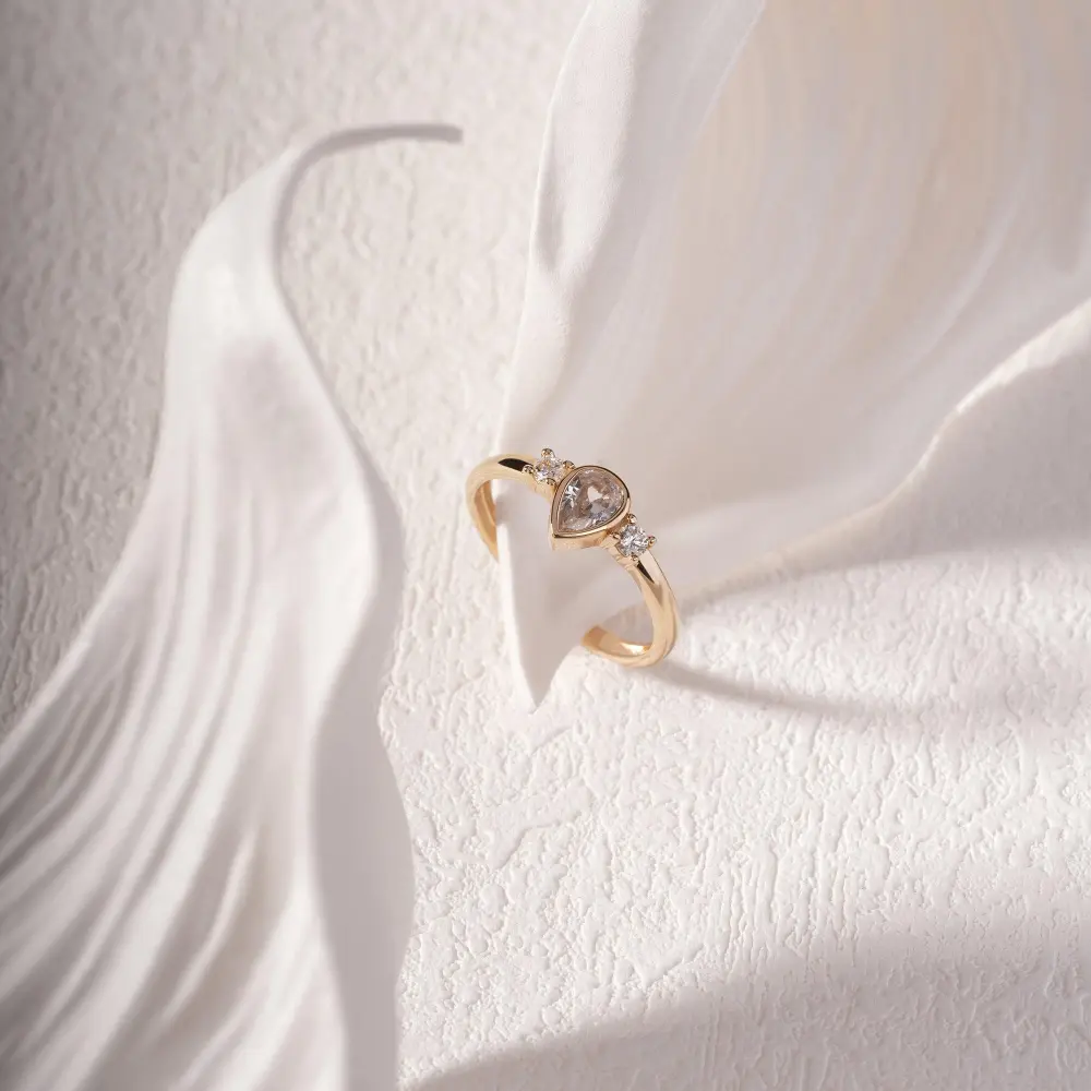 Cubic Zirconia Pear Cut Vintage Ring