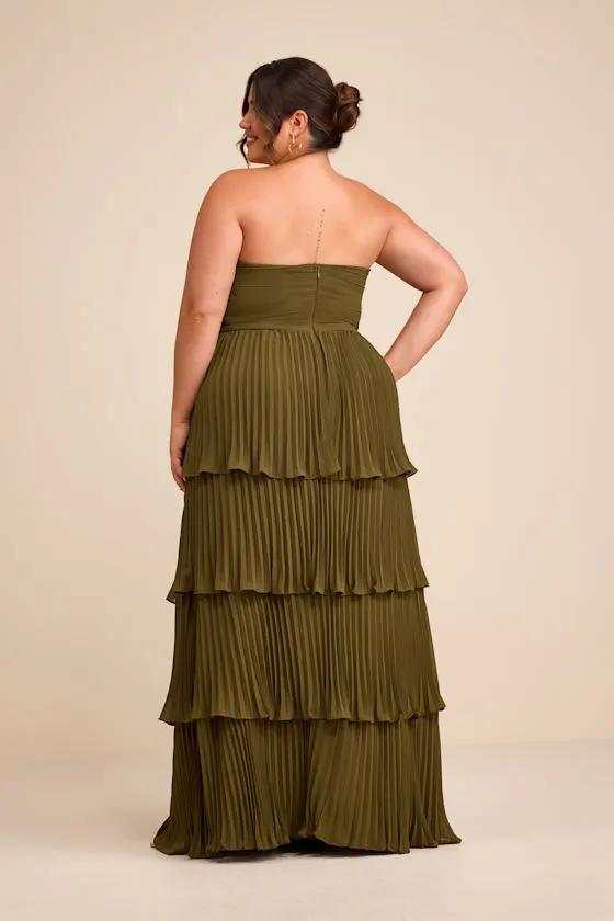 Seriously Sensational Light Pink Strapless Tiered Maxi Dress