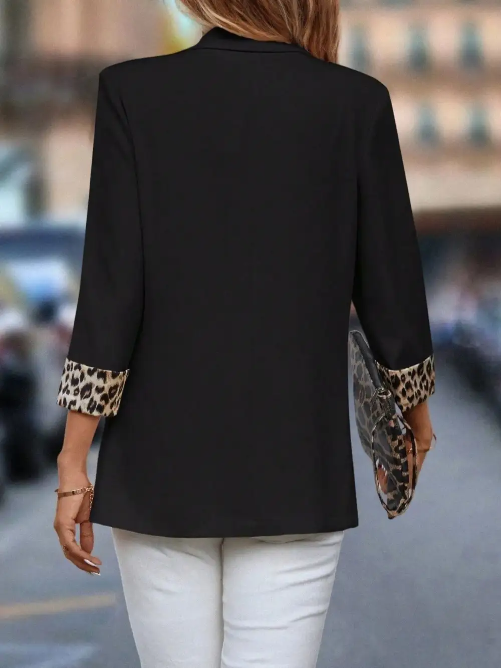 Open-Front Lapel-Collar Blazer