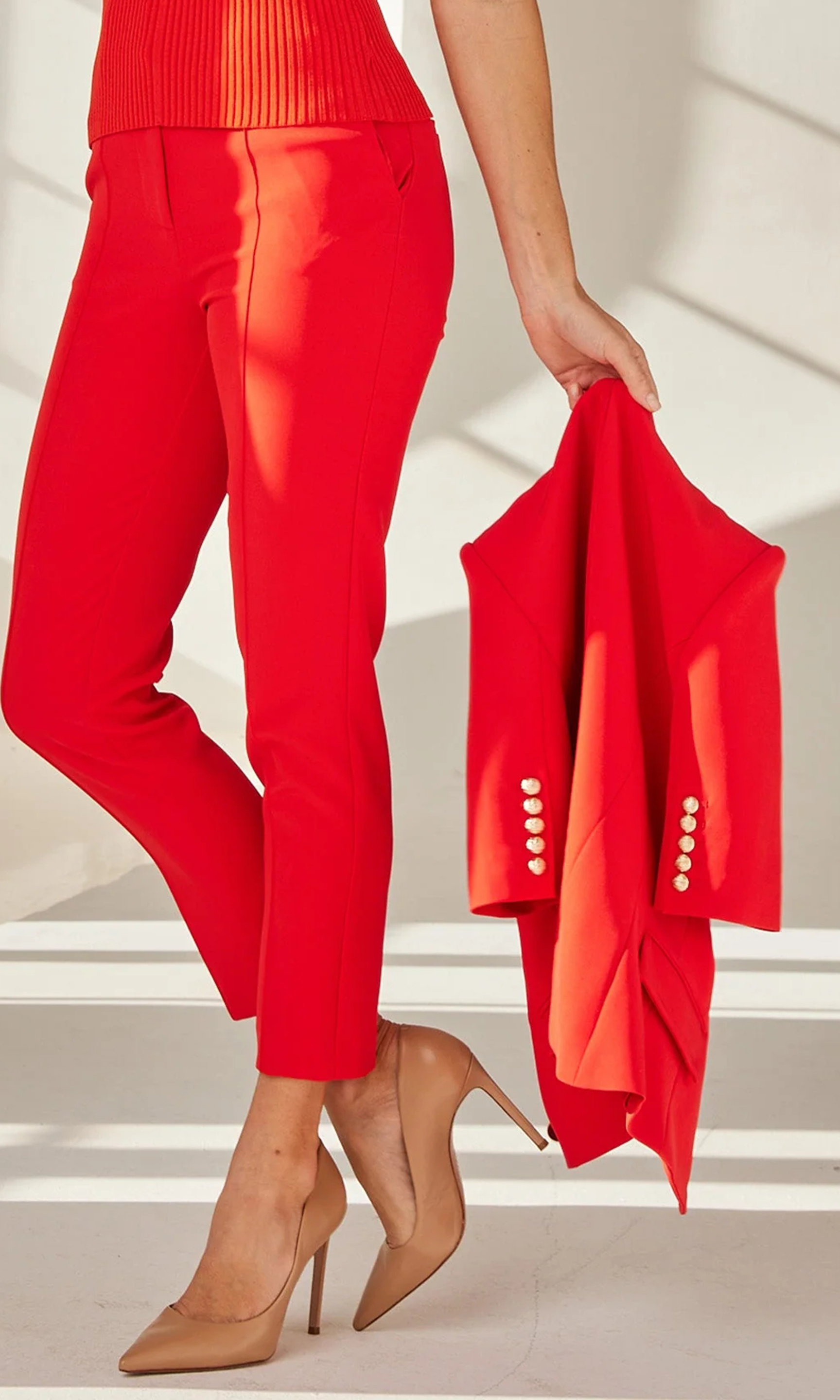 Red Skinny Casual Trousers