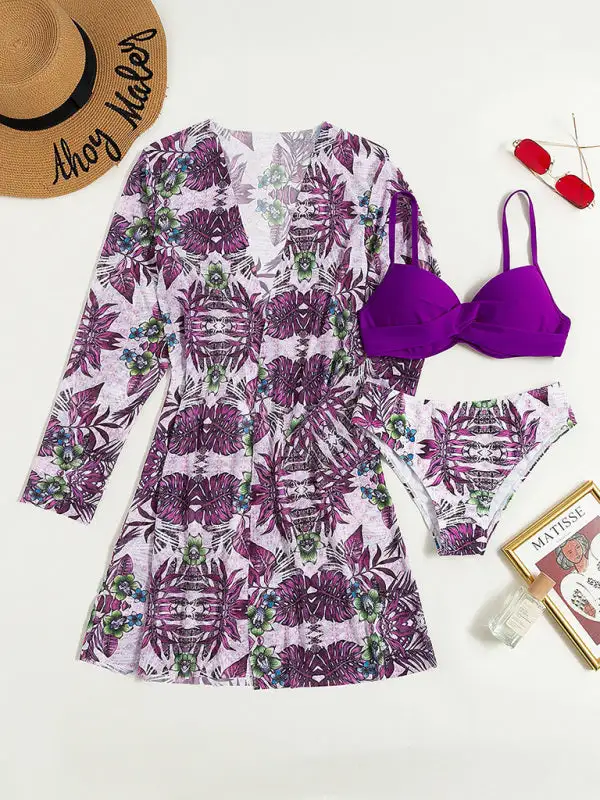 Layered Mesh Split Matching Swim Cover Up