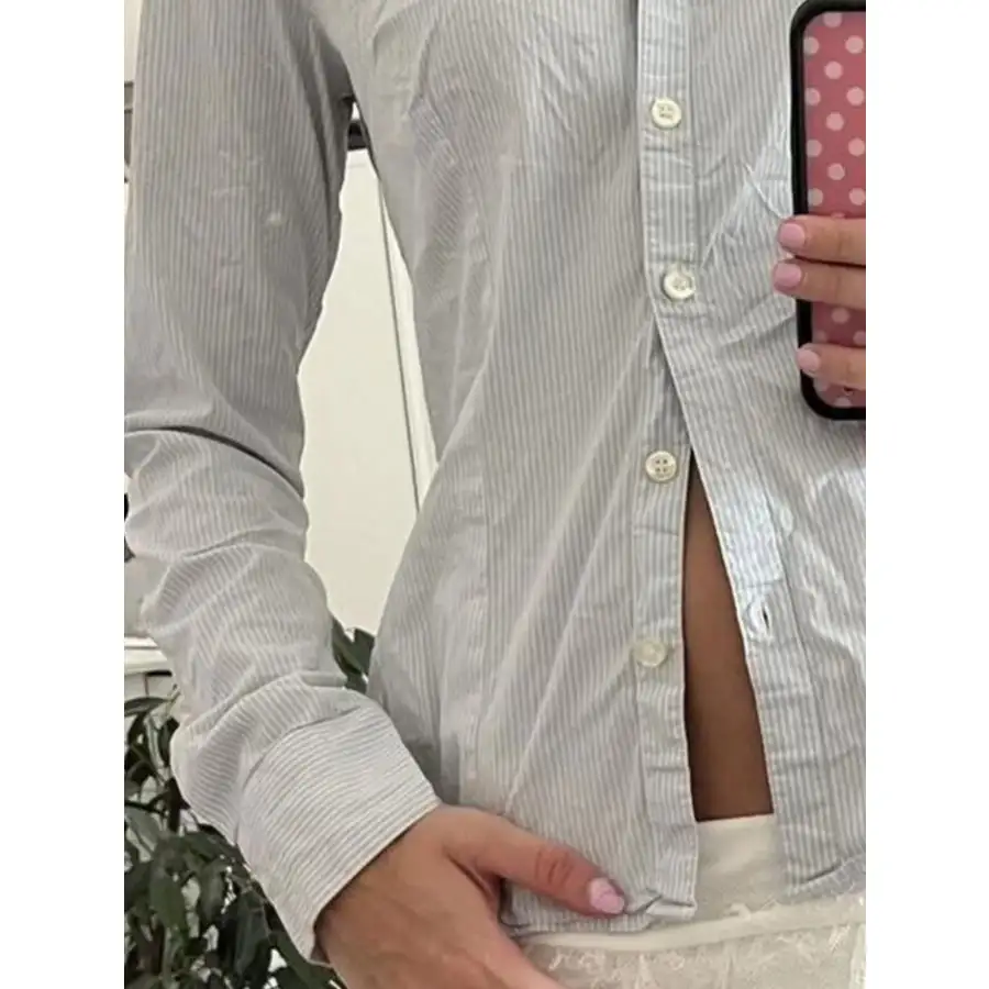 Printed Button Down Long Sleeve Shirt