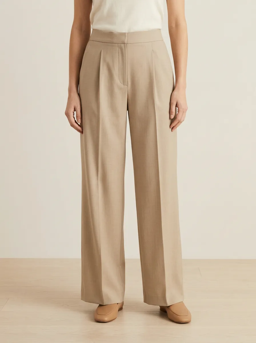 Office Silhouette Pleated Wide-Leg Trousers