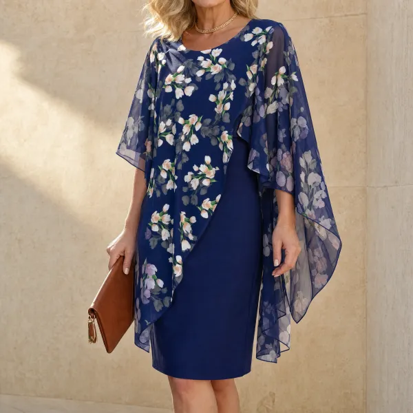 Floral Polished Overlay Midi Dress