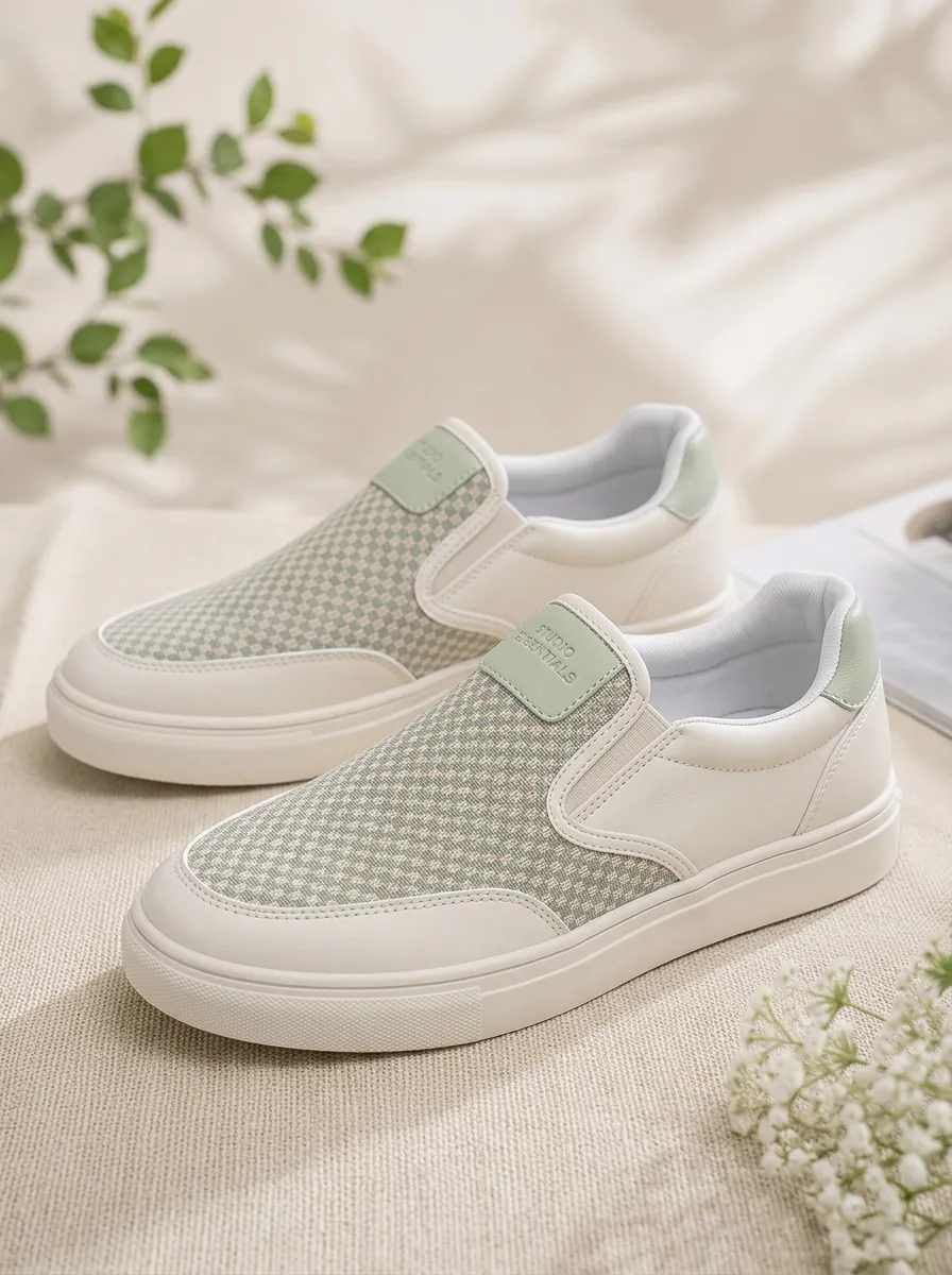 Men's Checkerboard Pattern Patterned Slip-on Skate Shoes
