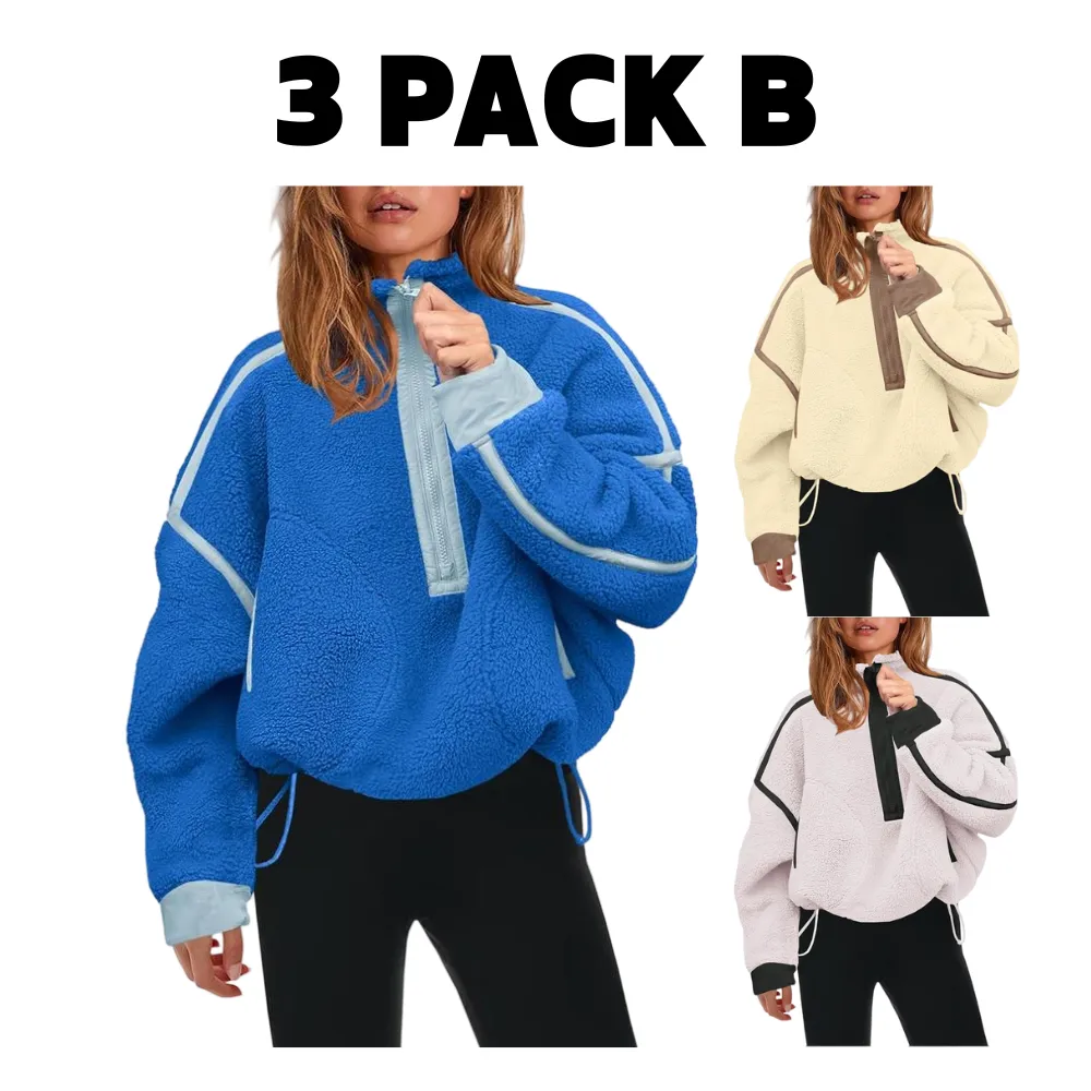 Women’s Half Zip Sherpa Fleece Pullover Soft Oversized Sweatshirt
