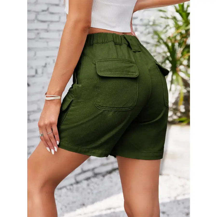 High Waist Washed Denim Shorts