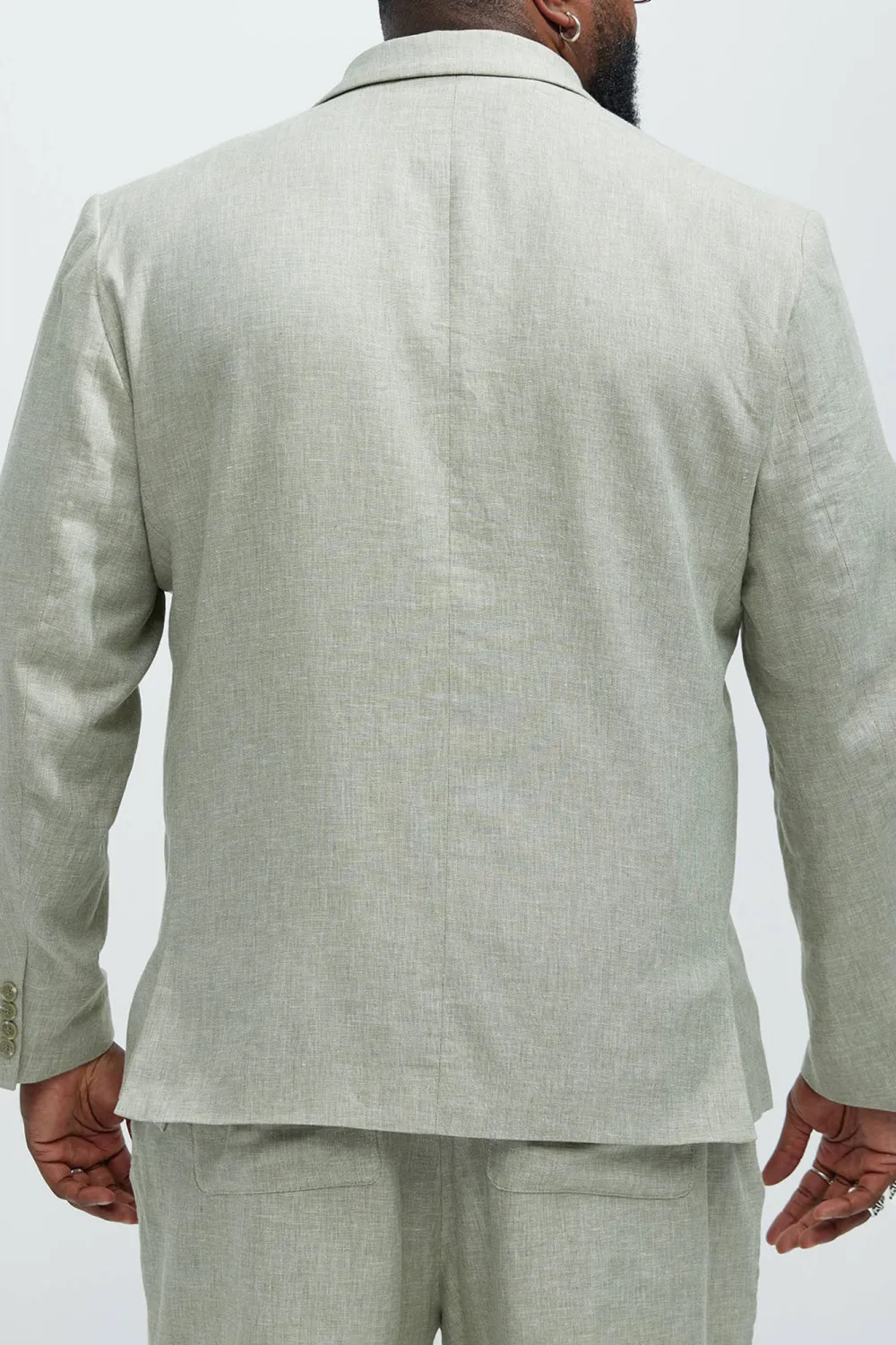 Linen Suit Jacket - Blue