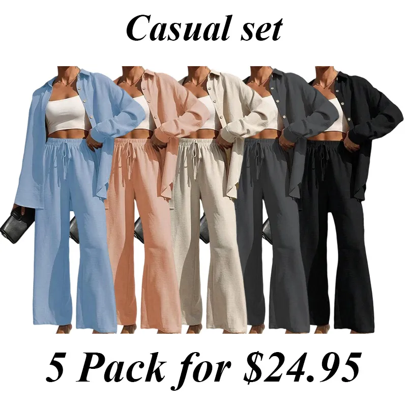 Women'S Top And Pants Set 5PACK