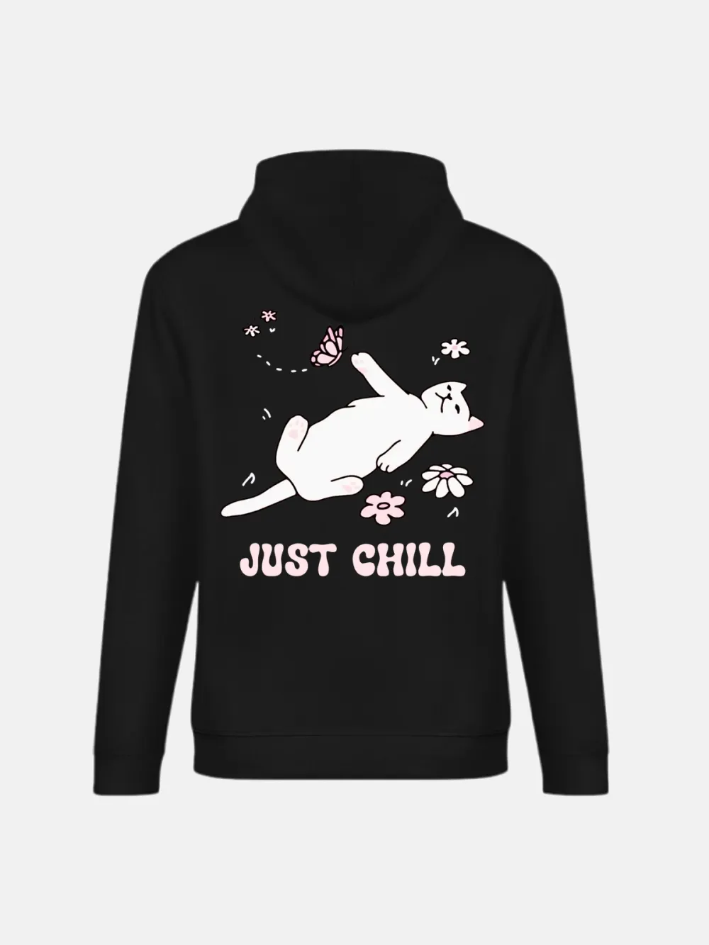 Just Chill Cat Pattern Hoodie