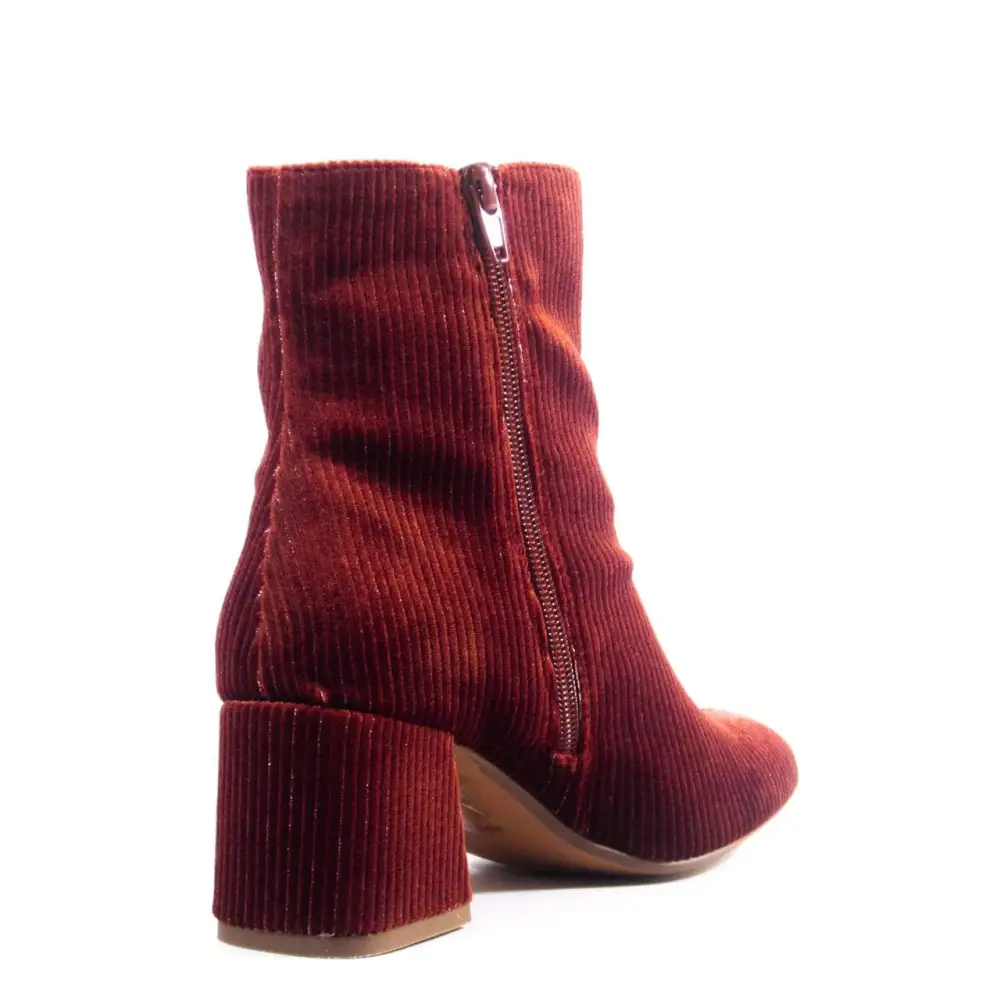 Velvet Embroidered Heel Ankle Boots