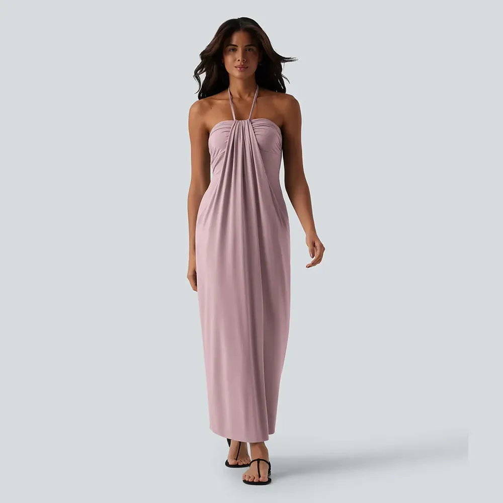 Halter Tie Back Maxi Dress with Pockets