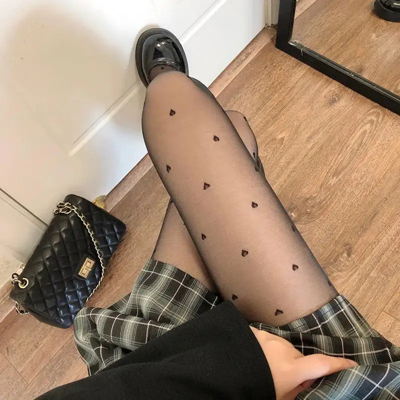 Mini Heart Pattern Sheer Tights
