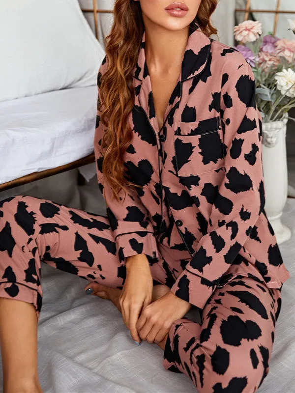 Two Piece Animal Print Long Sleeve Pajama Set
