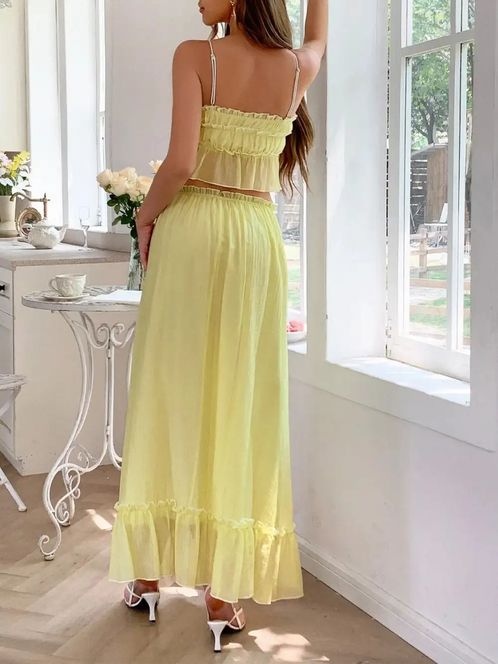 Square Neck Ruched Coordinated Set