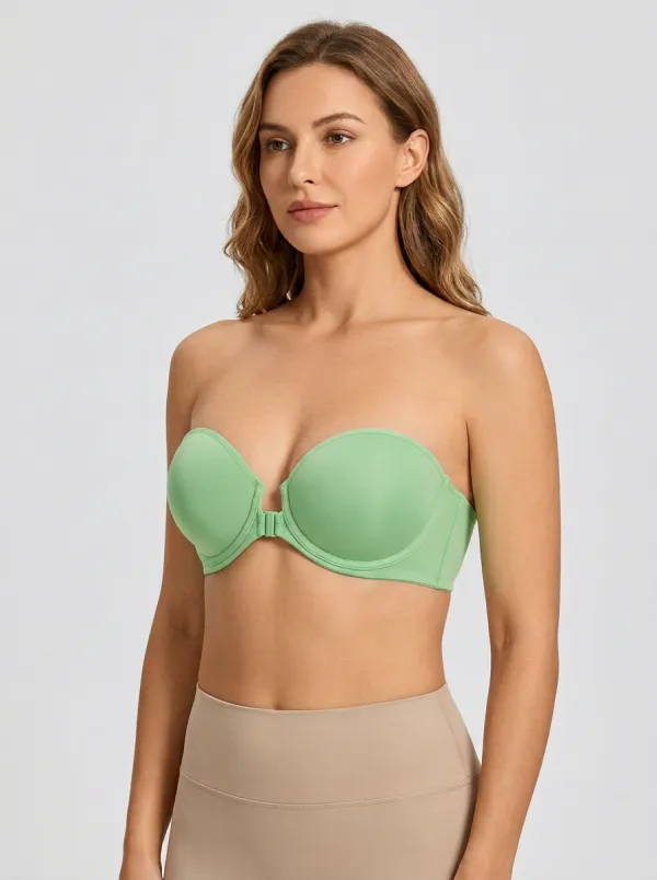 Women's Contoured-Cup Molded-Cup Front-Closure Strapless Bra