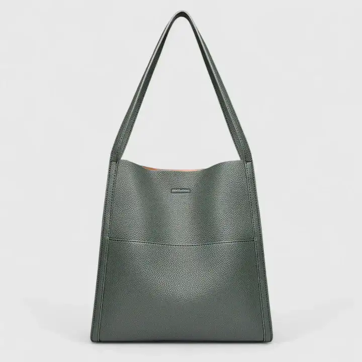 Foldover Soft Grain Shoulder Bag