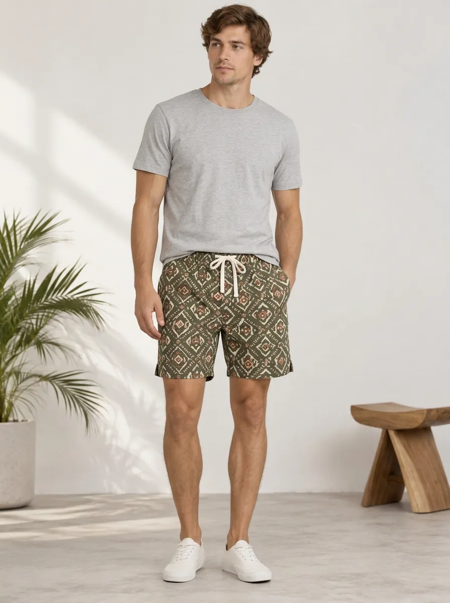 Relaxed Wear Graphic Print Geometric Print Check Print Men's Printed Everyday Pants