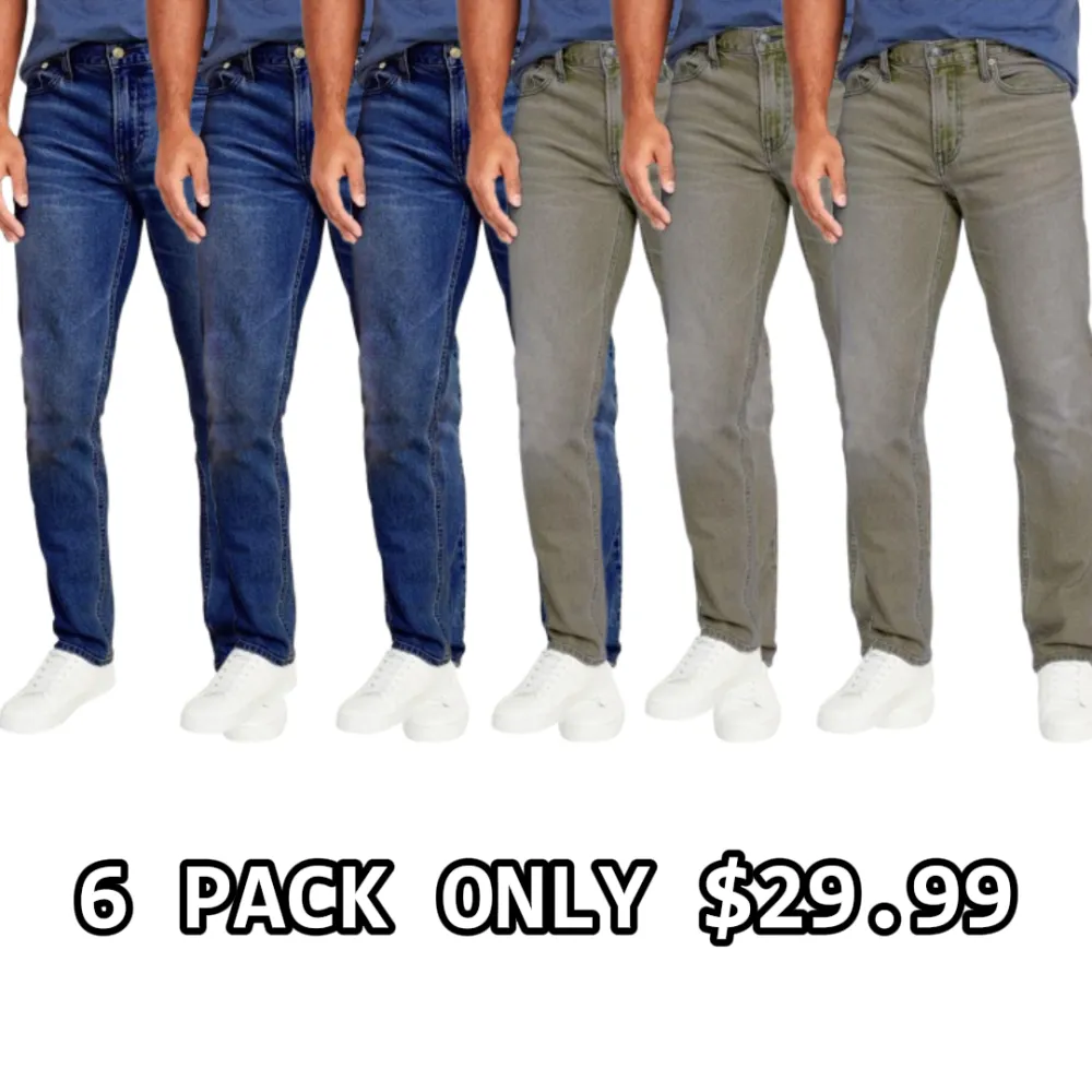 Men's Flex Stretch Slim Straight Jeans Classic Denim