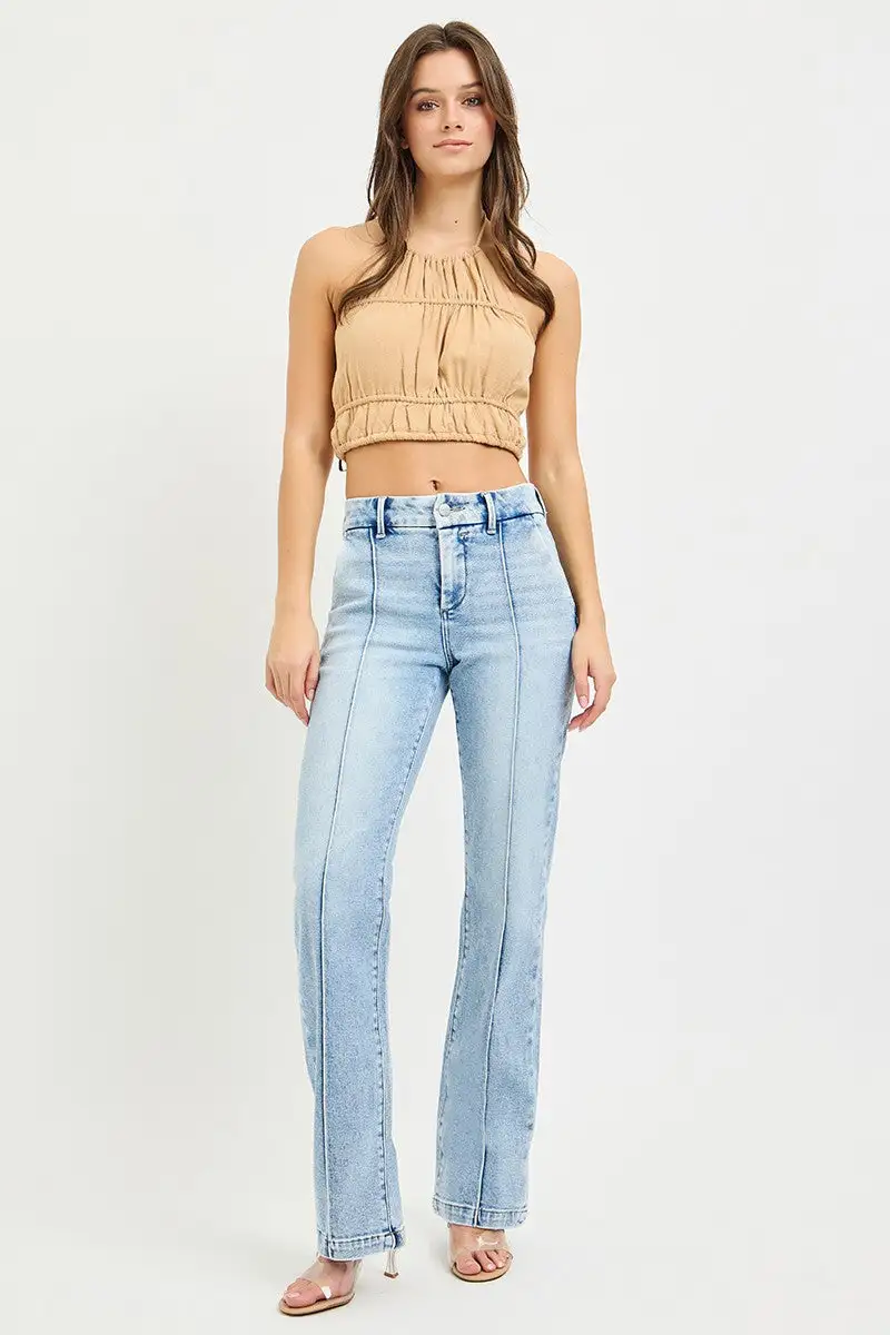 Soft High Waist Straight Leg Denim Jeans