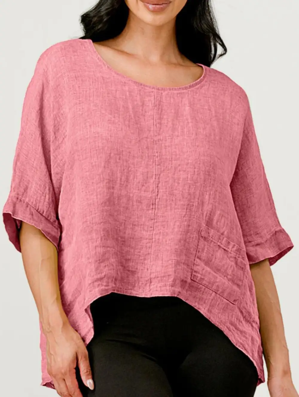 Crew Neck Cotton Linen Tee