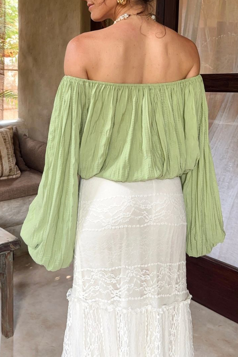 Green off Shoulder Top