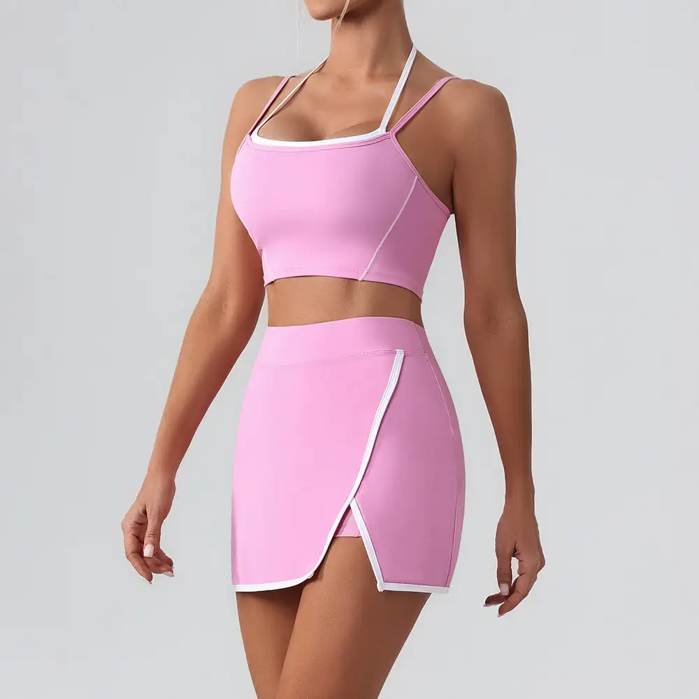 Contrast-Trim Backless Top and Shorts Active Set