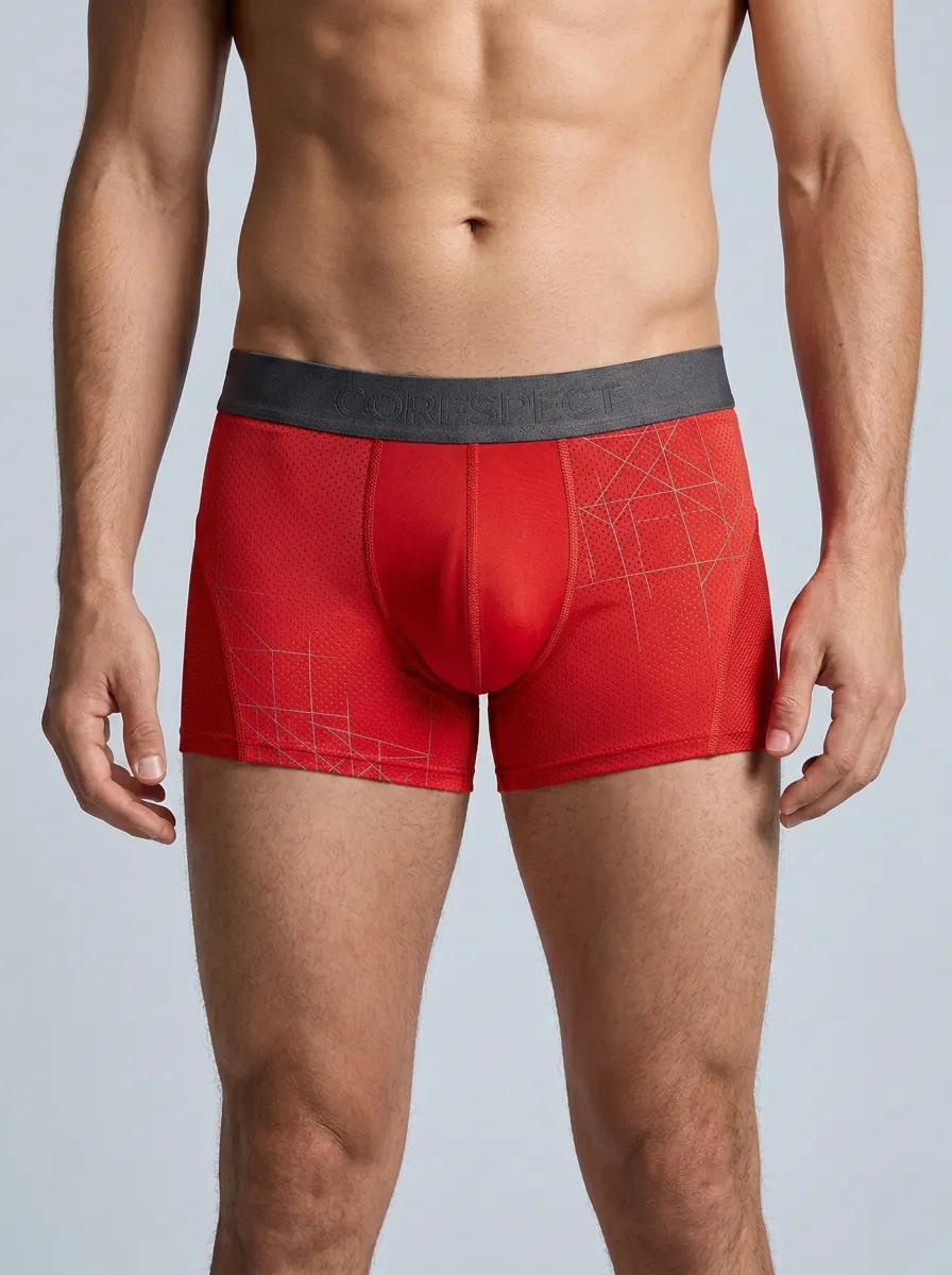 Men's Geometric Grid Pattern Printed Boxer Briefs