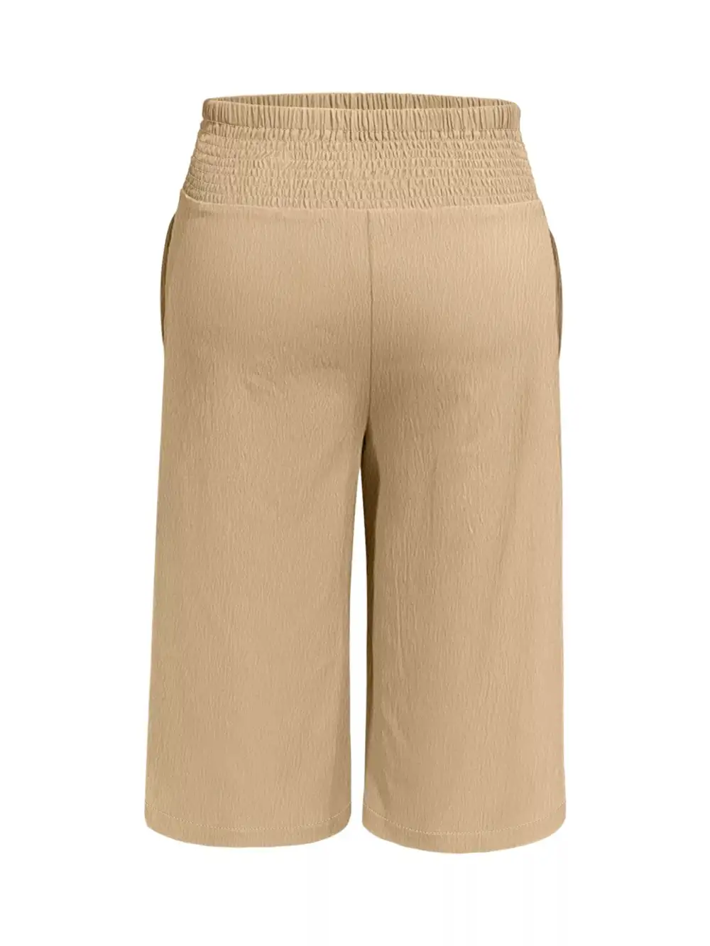 Plus Size Smocked Waist Cropped Wide Leg Pants