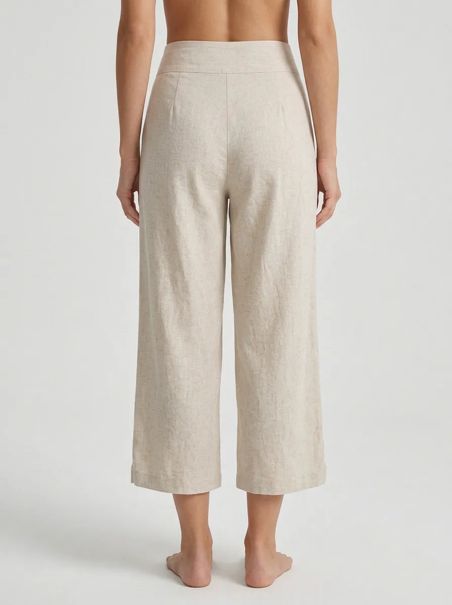 Everyday Linen Blend Wide Leg Sport Look Women's Cropped Pants