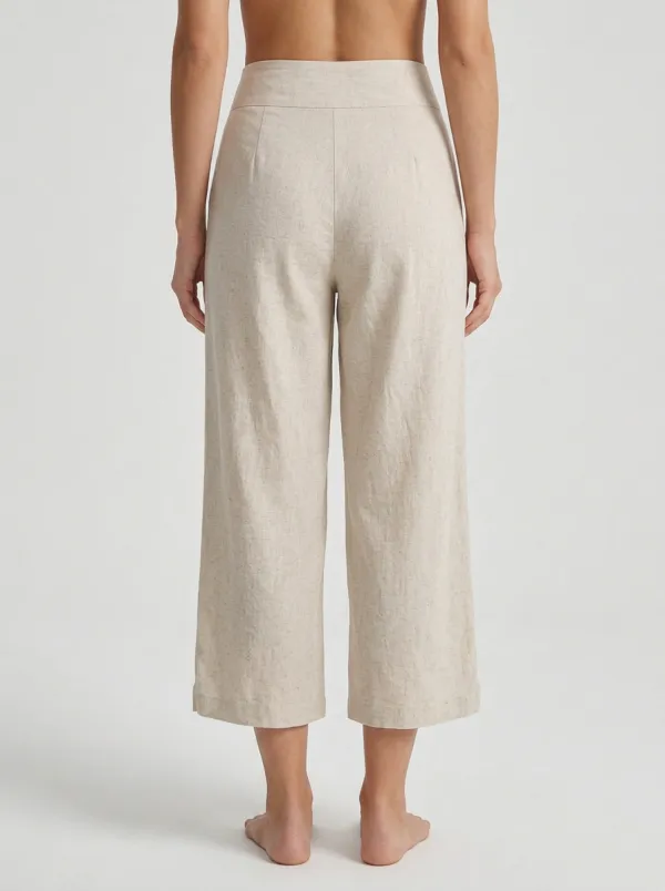 Everyday Linen Blend Wide Leg Sport Look Women's Cropped Pants