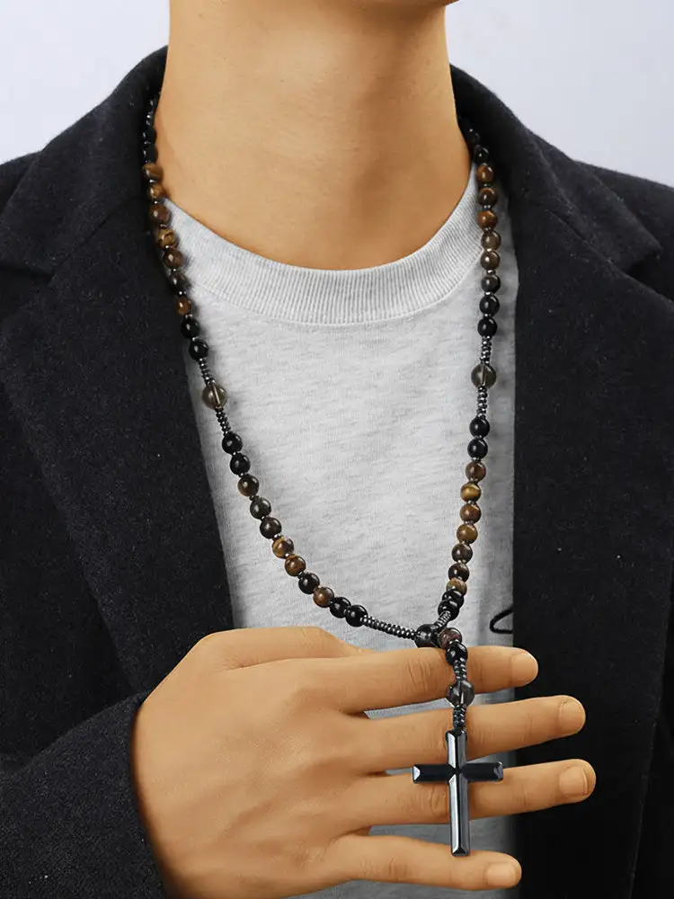 Tiger Beaded Pendant Necklace
