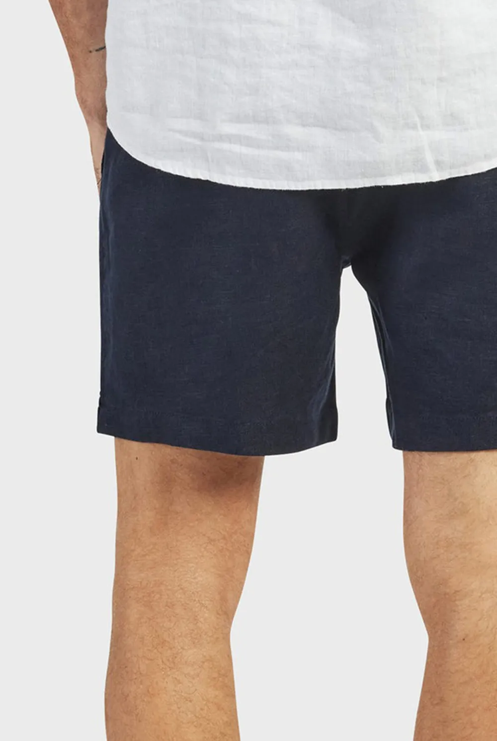 Navy Linen Shorts