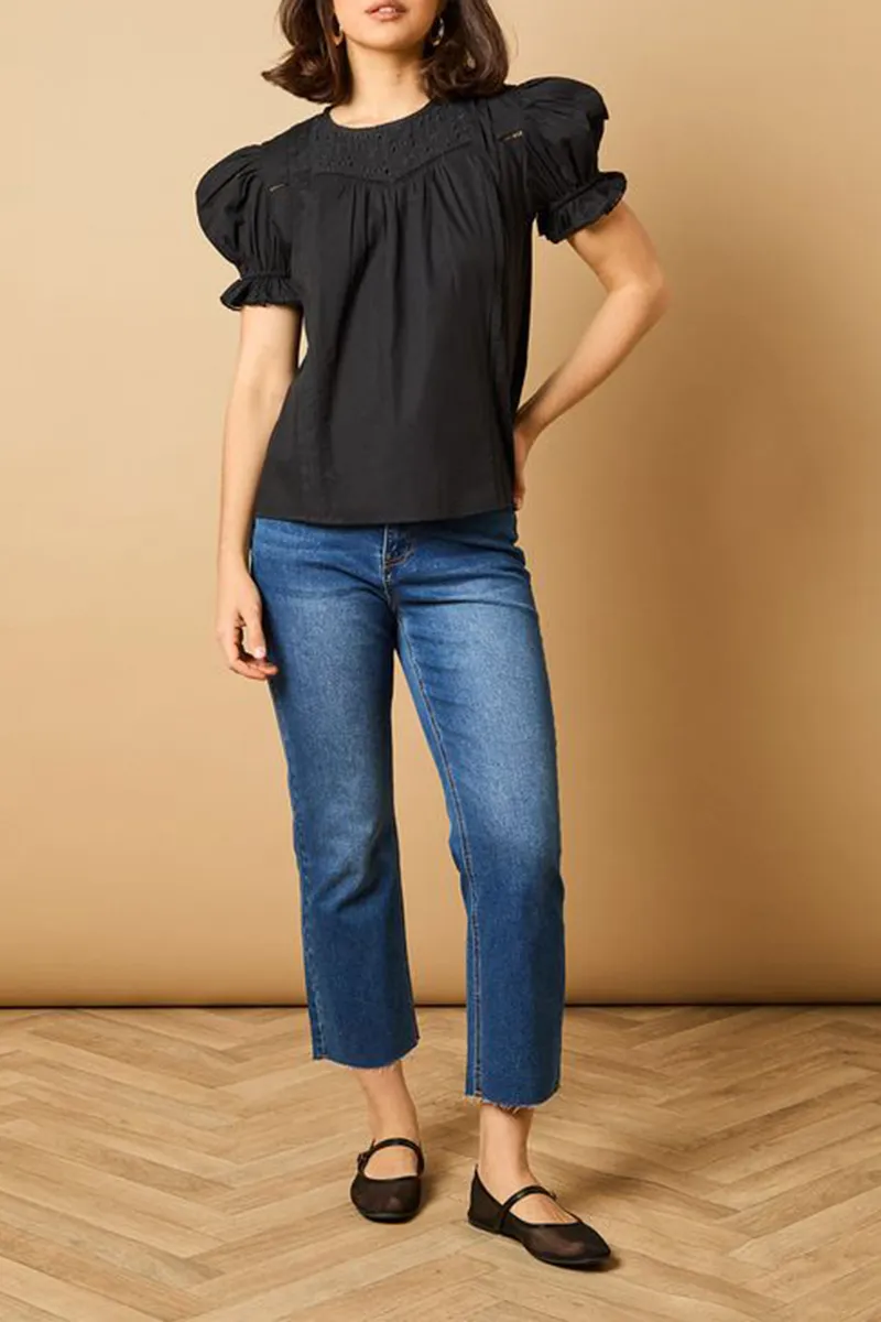 Casual Style Puff Sleeve Blouse
