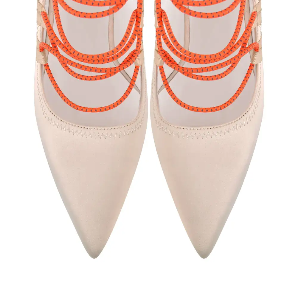 Modern Satin Finish Lace Detail Pointed Toe Stiletto Lace Up Pumps