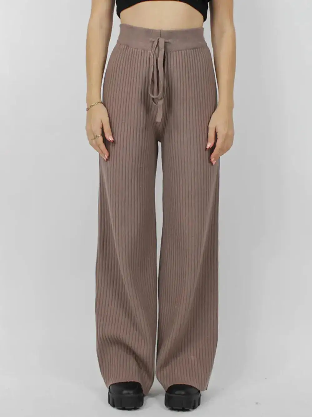 Wide Leg Ribbed Pants