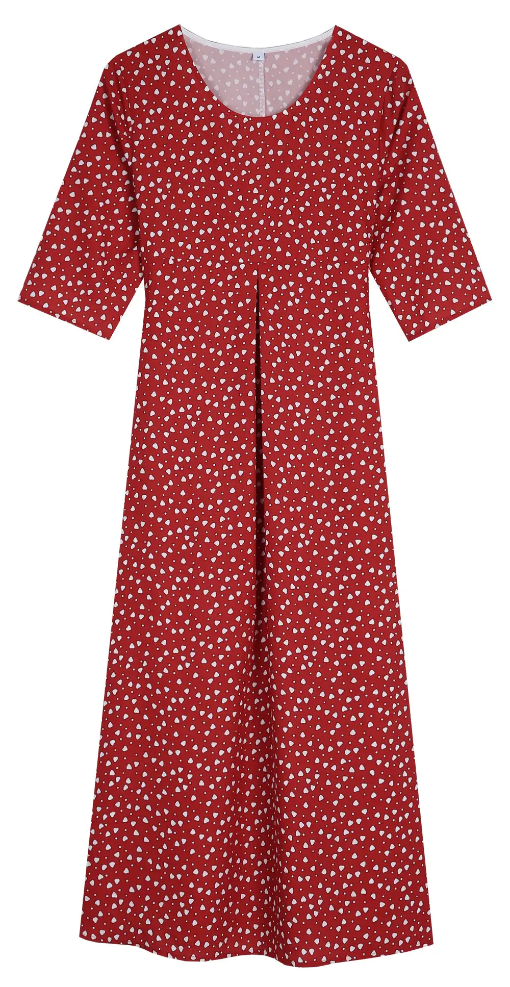 Showy Red 3/4 Sleeve Print Midi Dress