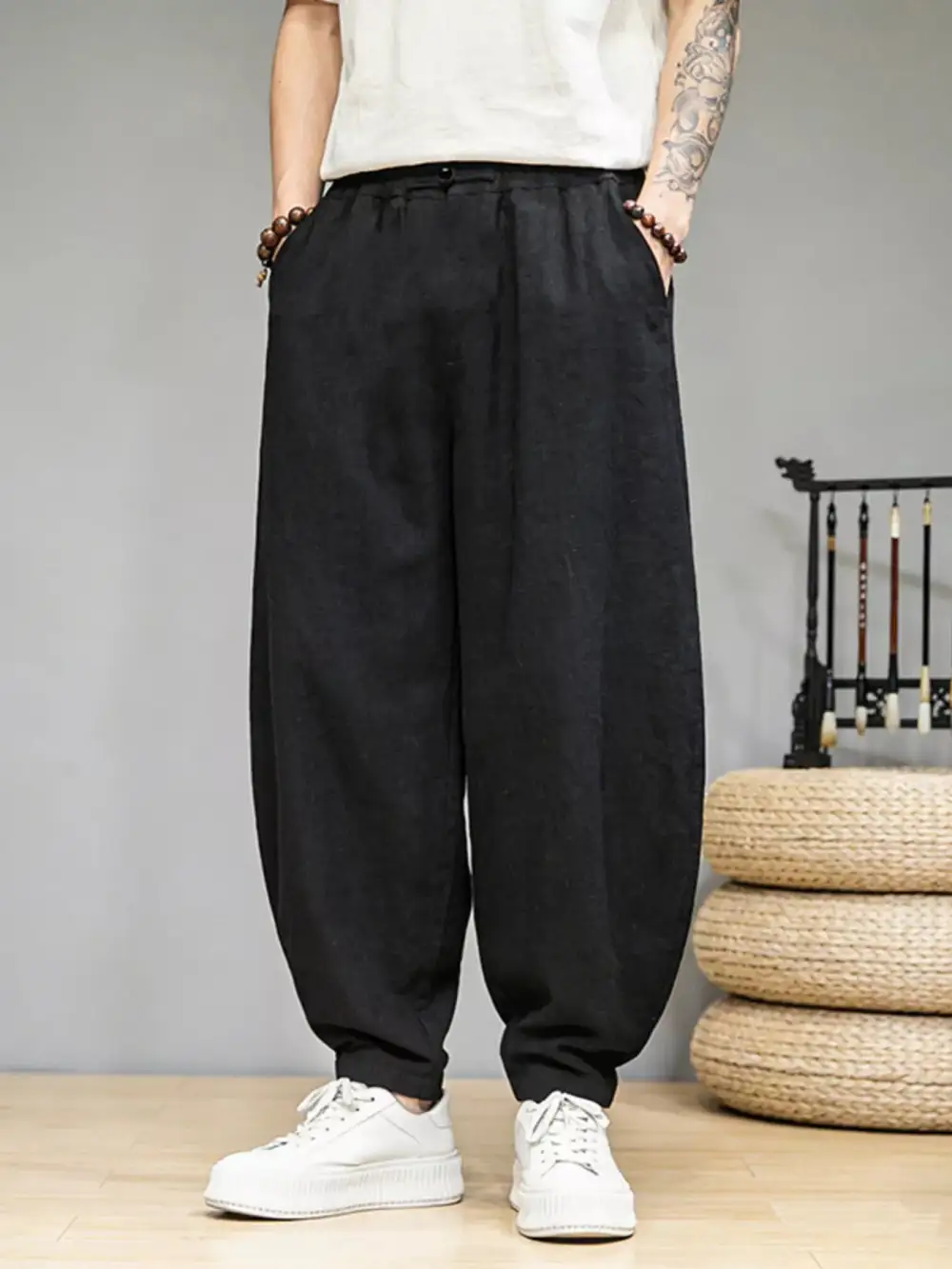 Men's Plus Size Loose Fit Pants with Pockets