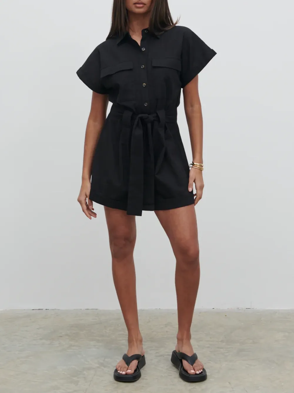 Button Front Utility Playsuit