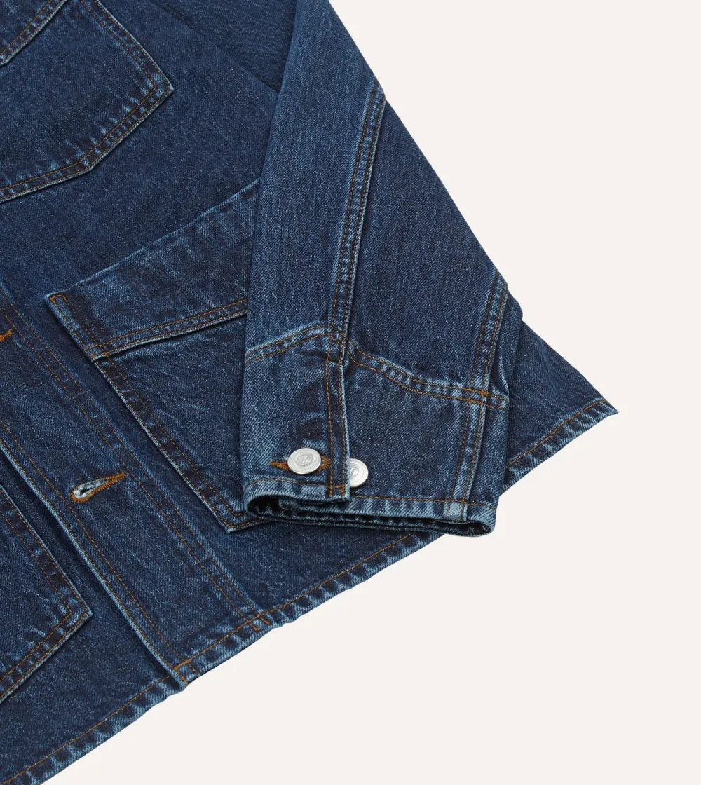 Dark Blue Denim Button Front Jacket