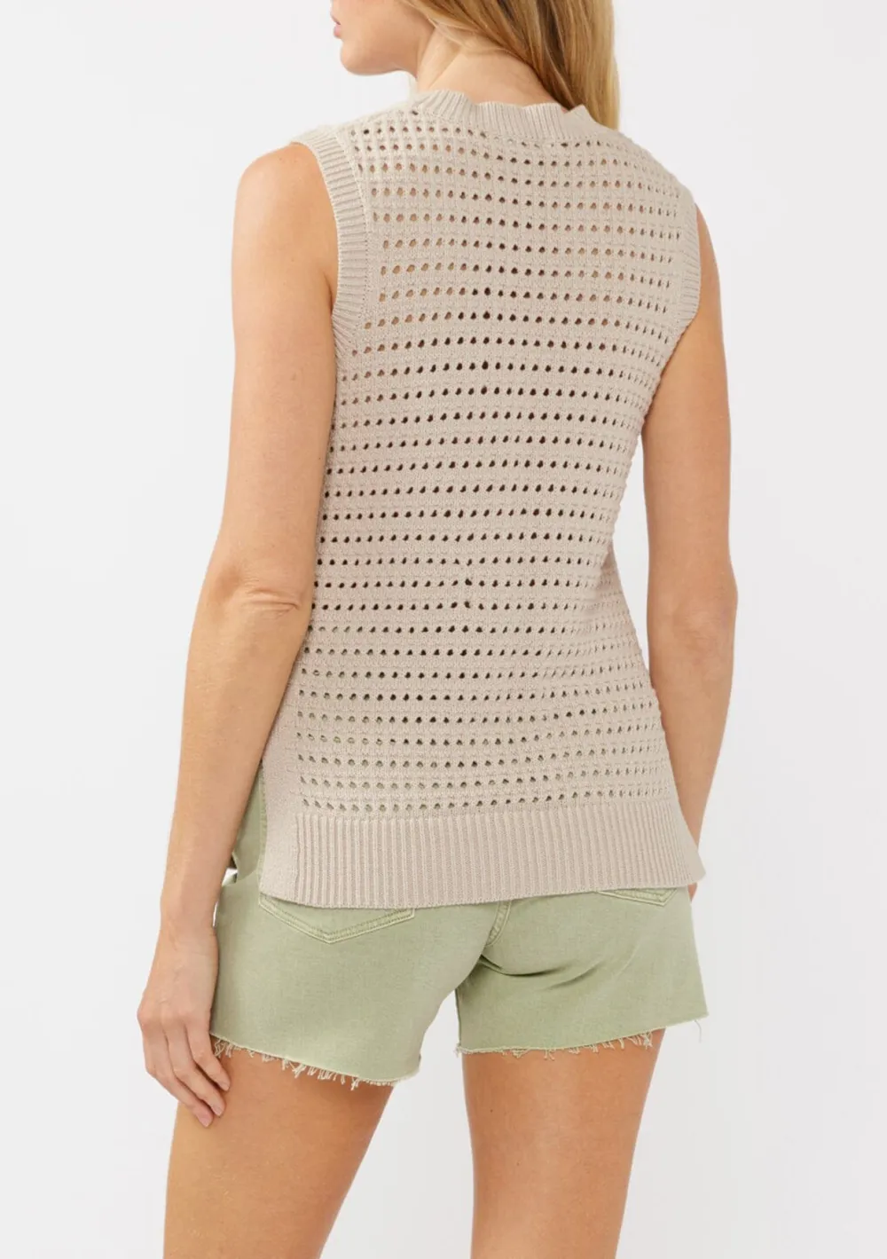 Side Slit Round Neck Sweater Tank