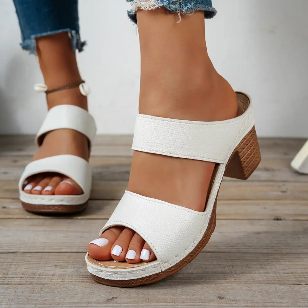 Modern Open Toe Block Heel Sandals