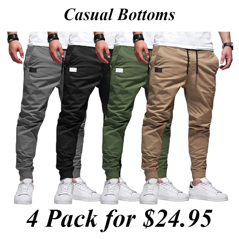 Men'S Solid Color Overalls Drawstring Sports Trendy Trousers Men'S Casual Drawstring Pants