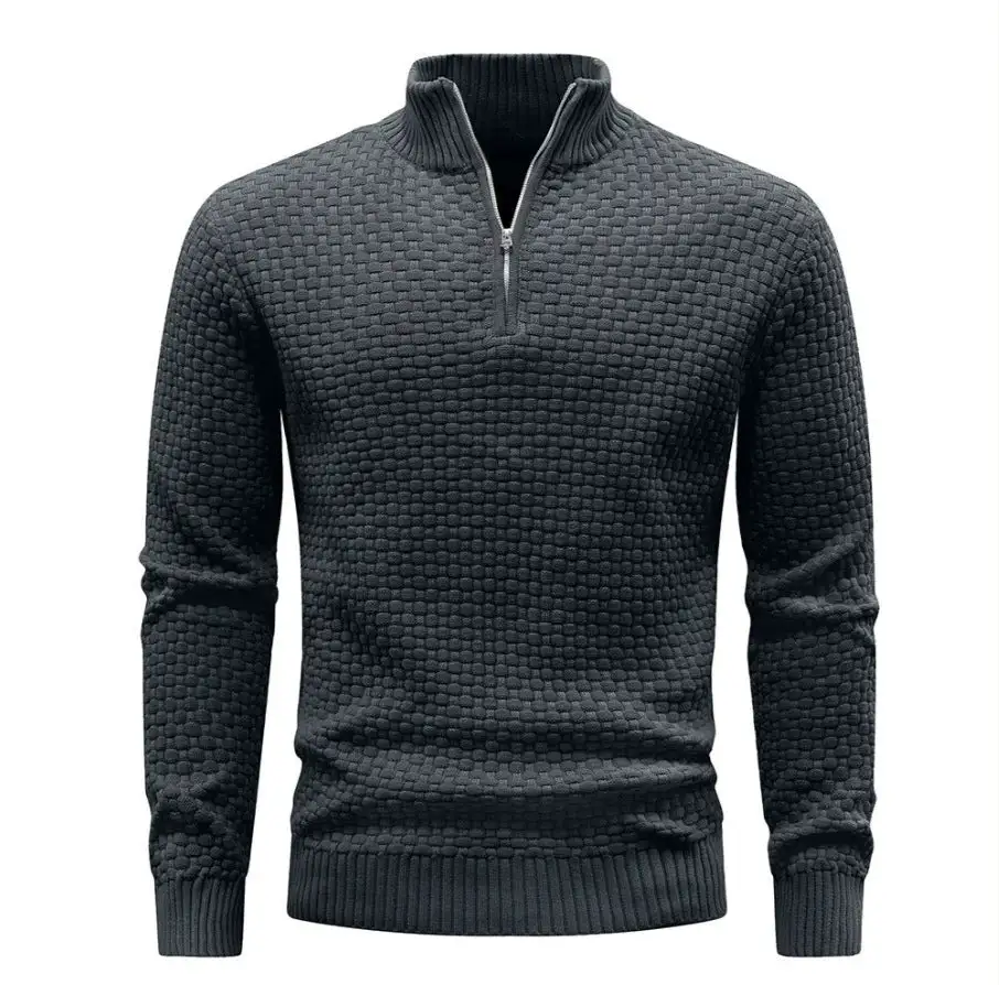 Textured Half-Zip Knit Sweater