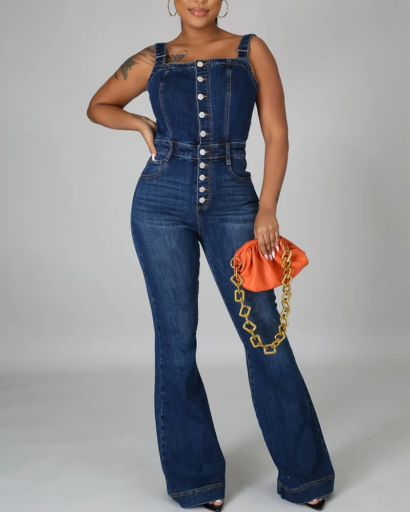 Denim Flared Jumpsuit